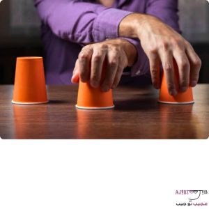 Three cups and ball magic